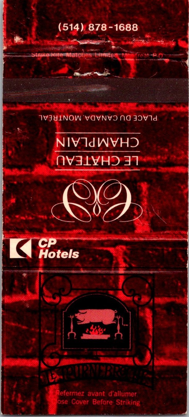 CP Hotels Le Chateau Place Du Canada Montreal Vintage Matchbook Cover TMM13-9