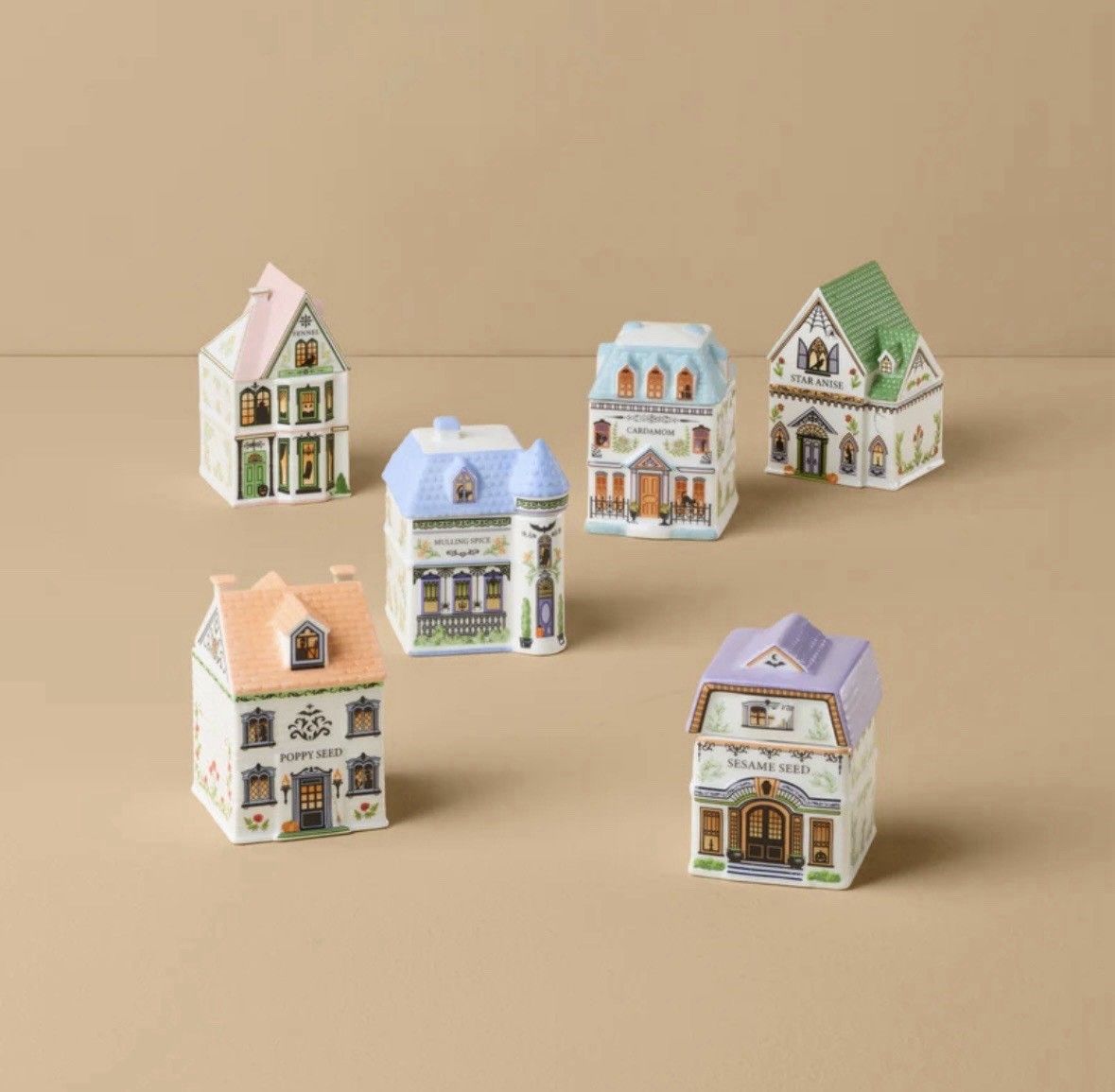 2026 Lenox Spice Village Halloween 6-Piece Spice Jar Set - NEW - Ready to Ship