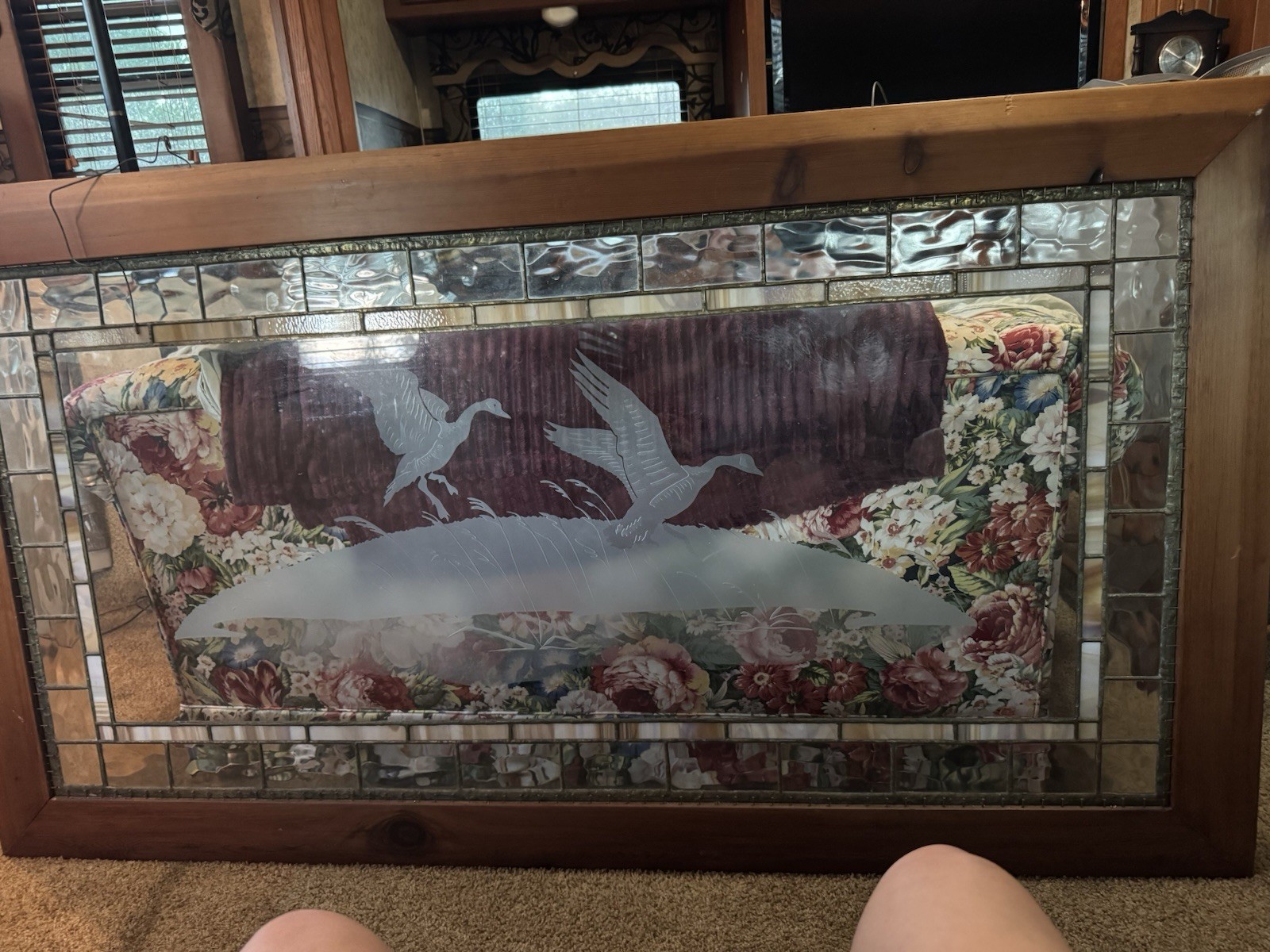 )0 Wide and 48 Height Oak Wood All Leaded Stainglass Muriel Wall Picture Art )0 Wide and 48 Height Oak Wood All Leaded Stainglass Muriel Wall Picture Art