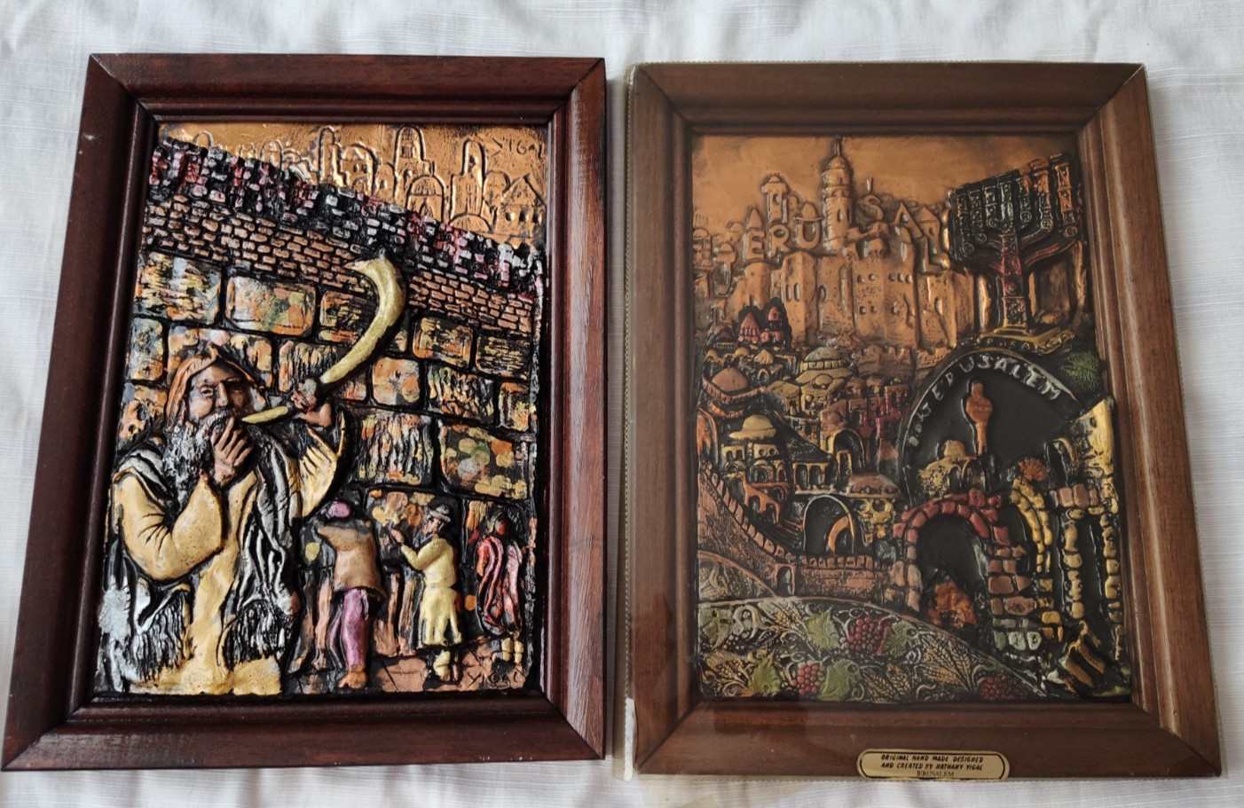 Original 3D Wall Art Plaque Created By Nathany Yigal Jerusalem Lot (2) ST33