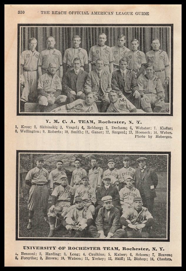 1912 University Of Rochester & YMCA Baseball Teams Photo Names New York Print Ad