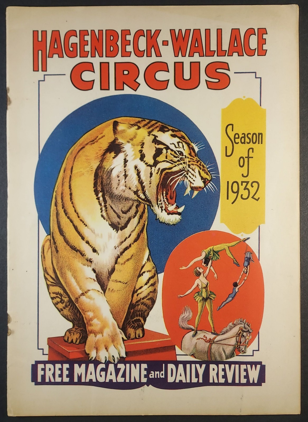 1932 Hagenbeck Wallace Circus Program Magazine Tiger Cover Daily Review