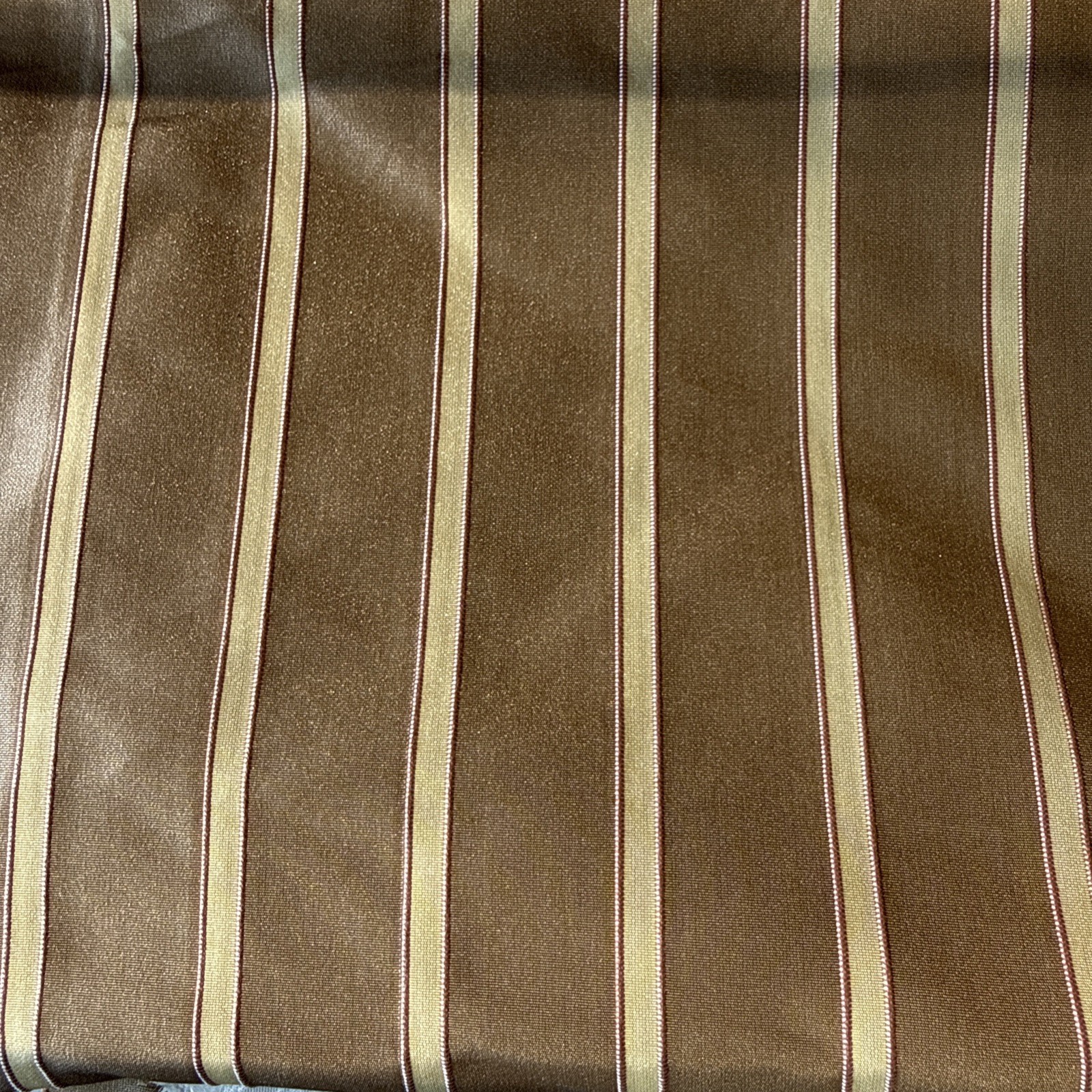 VTG Bronze Brown Taffeta Champagne Gold Stripes Shimmer Fabric  3 1/3 yd x 55