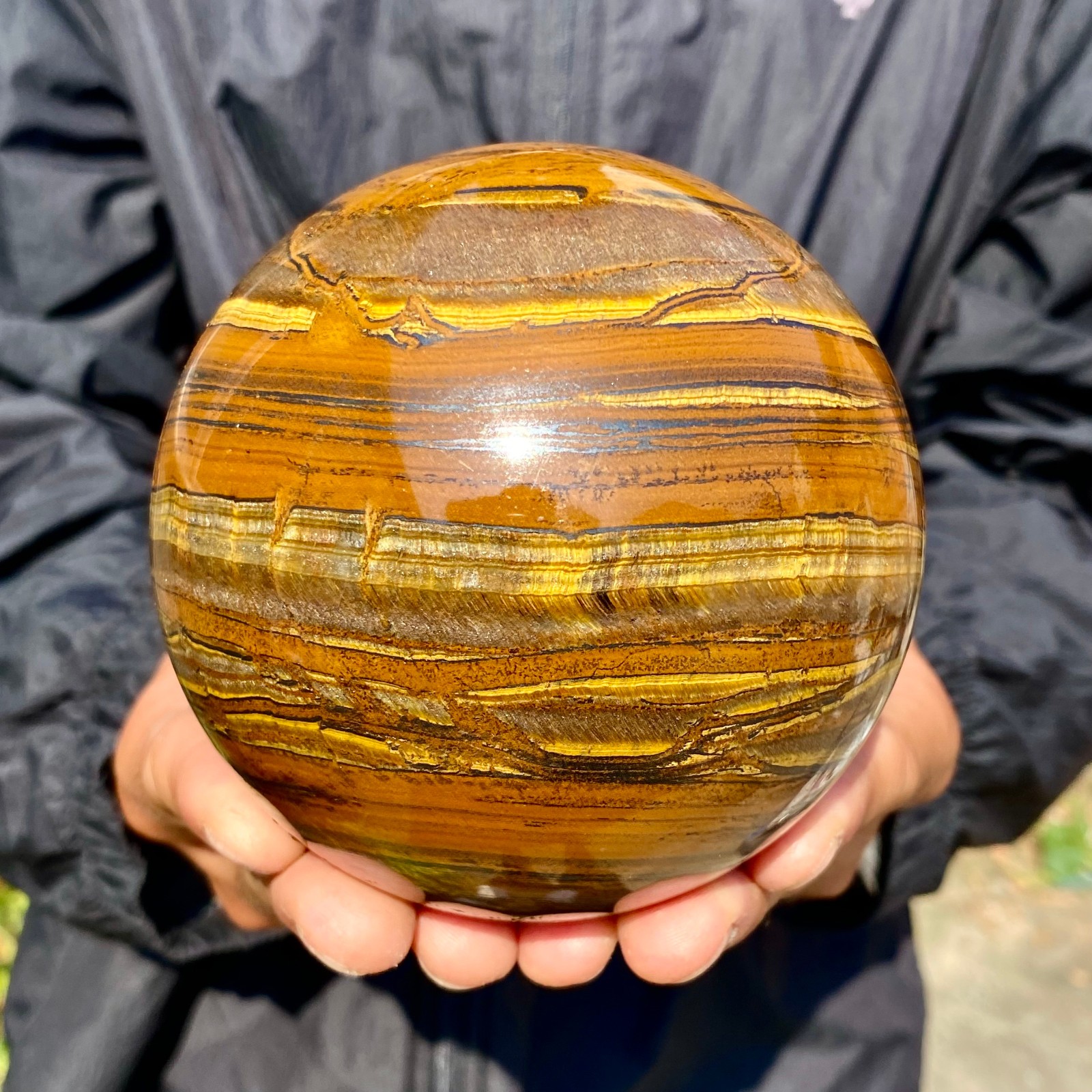 3.52LB Natural Tiger\'s eye stone quartz Sphere crystal ball rock Healing