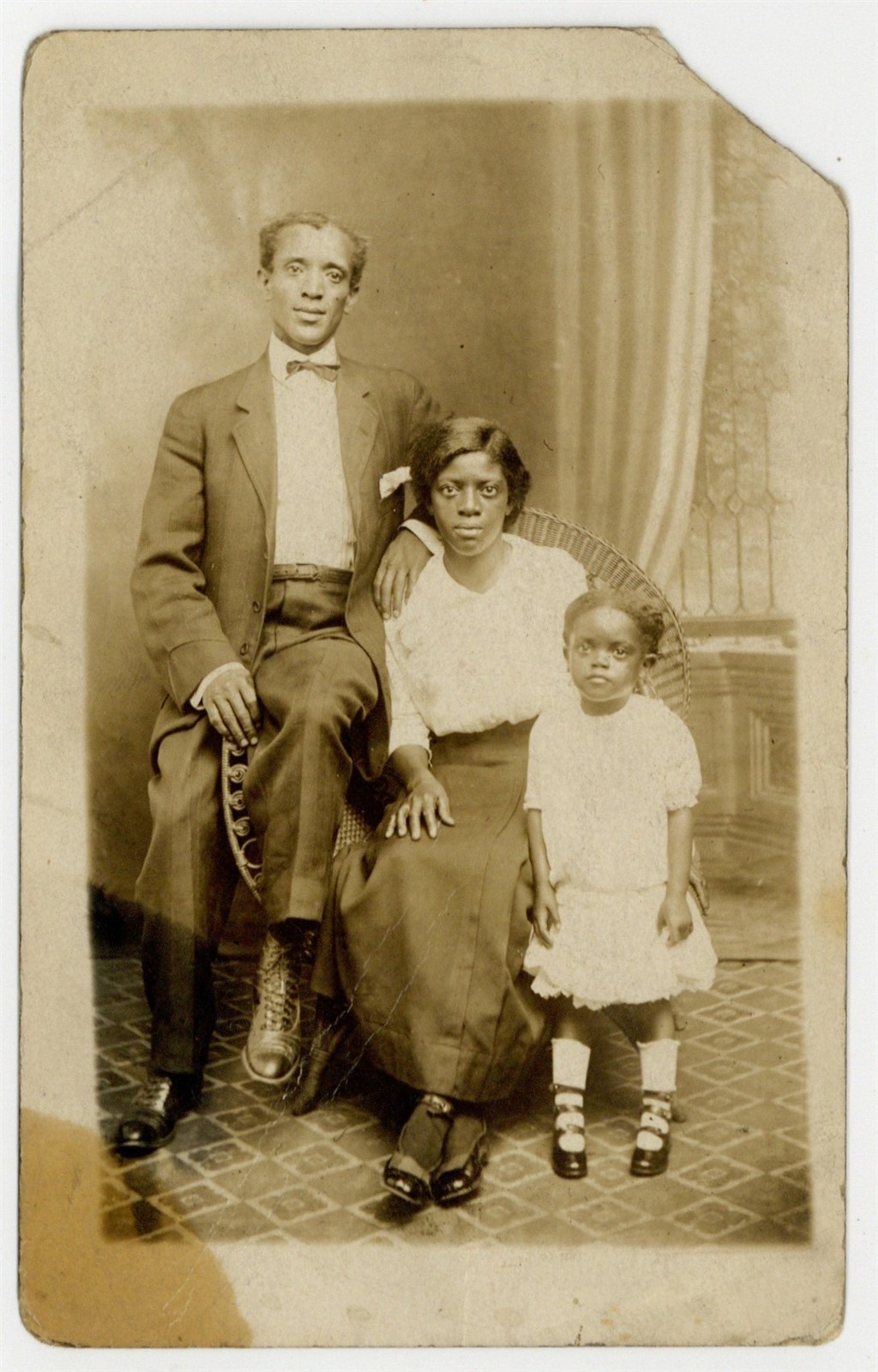 African American 1910 Loving Family Portrait,Beautiful Black Woman Handsome RPPC