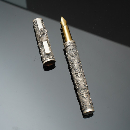 Vintage Luxury Writing 925 Antique Silver Parker Fountain Pen with Refill