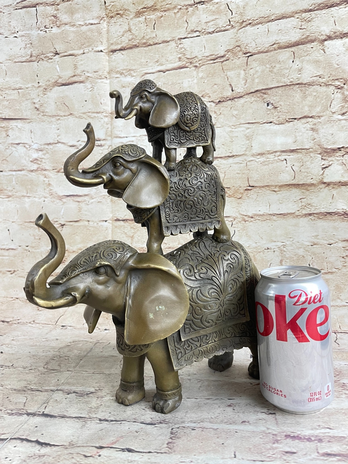 Western Pure Bronze Marble Art Deco Sculpture lucky Elephant Figurine Statue