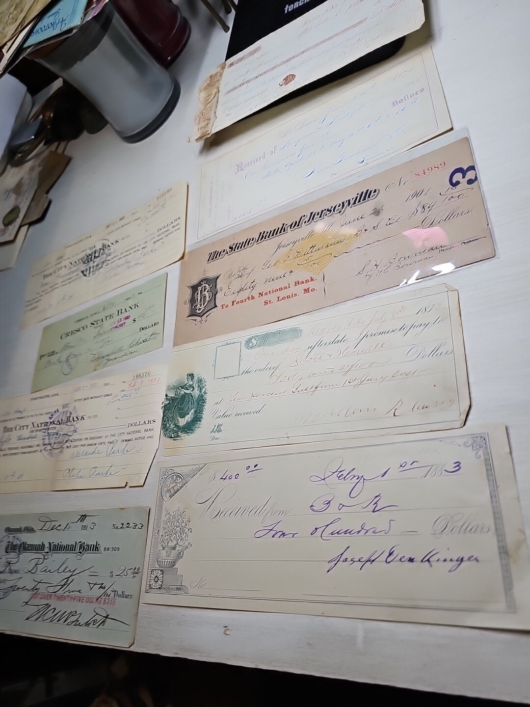 9 ANTIQUE BANK CHECKS 1873, 1873 1875, 1883, 1901 1913, 1933 1937 1937 (OK) 9 ANTIQUE BANK CHECKS 1873, 1873 1875, 1883, 1901 1913, 1933 1937 1937 (OK)