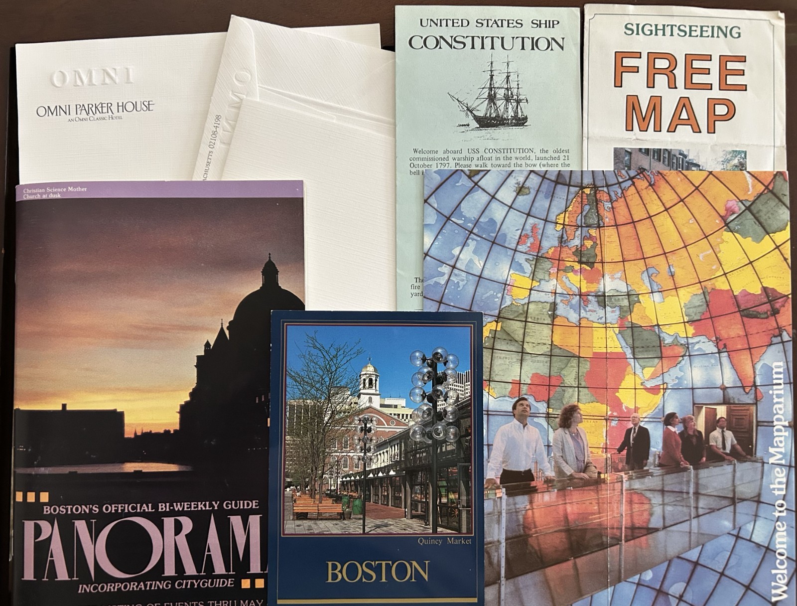 Vintage 1980s Boston Travel Ephemera Lot Map Guides USS Constitution Panorama