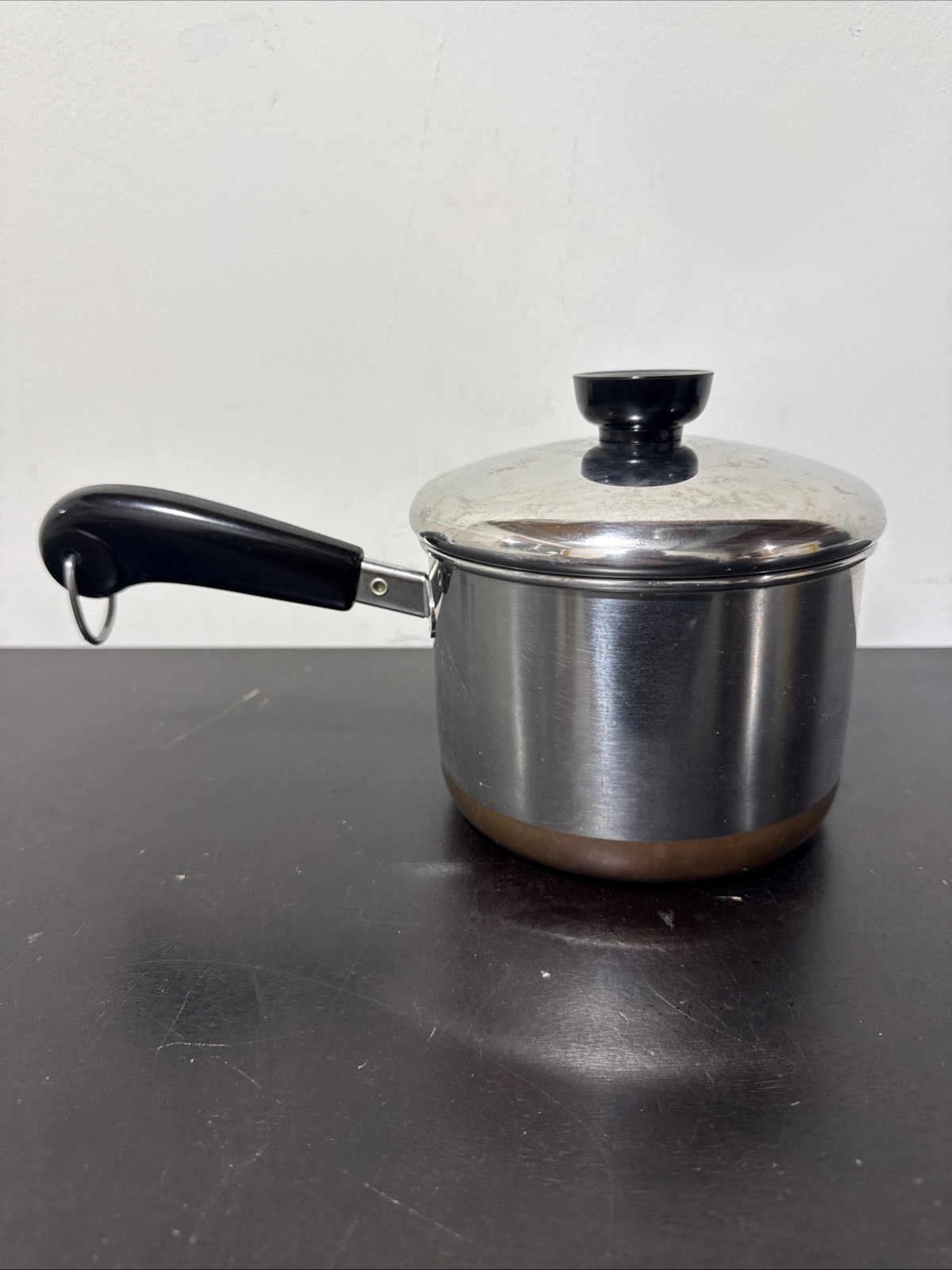 Vtg 1801 Revere Ware 1 1/2 Quart Qt Saucepan w/Copper Bottom & Lid Rome NY Clean
