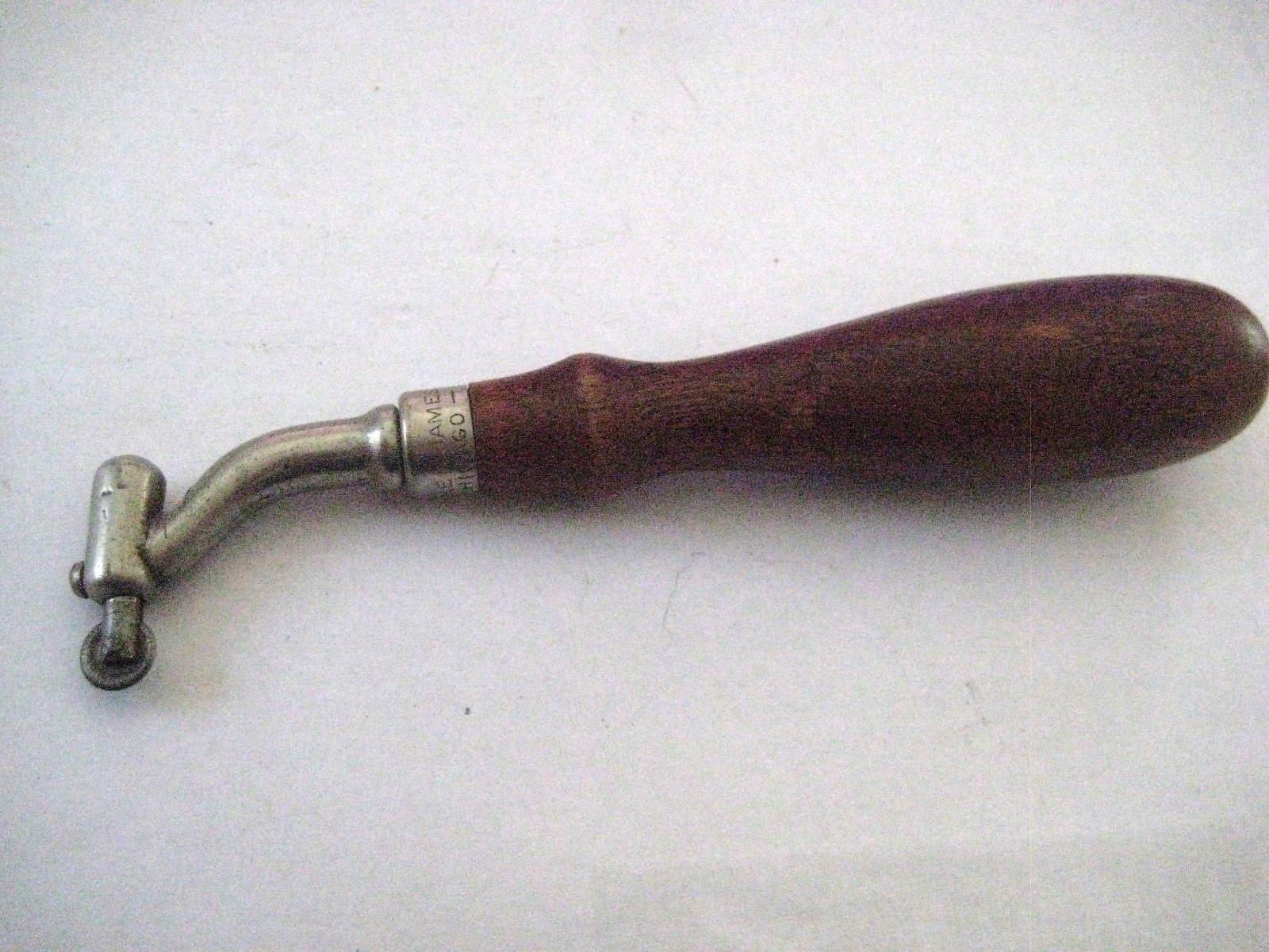 Antique Wooden Handle Burke & James Co. Small Cutting Wheel in Good Condition