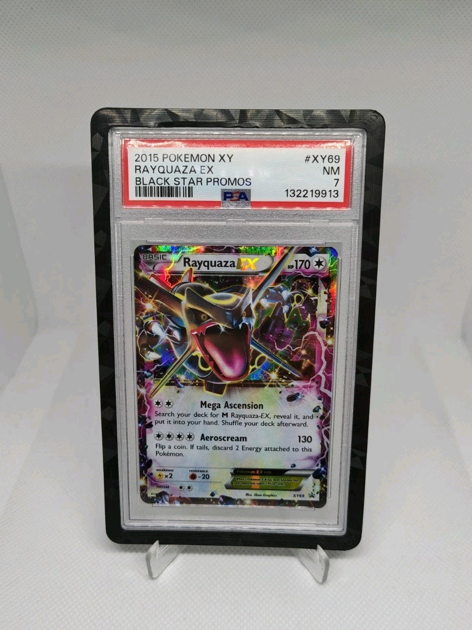 PSA 7 Rayquaza EX Shiny XY69 Black Star Promo 2015 ENG Pokemon Card + BUMPER