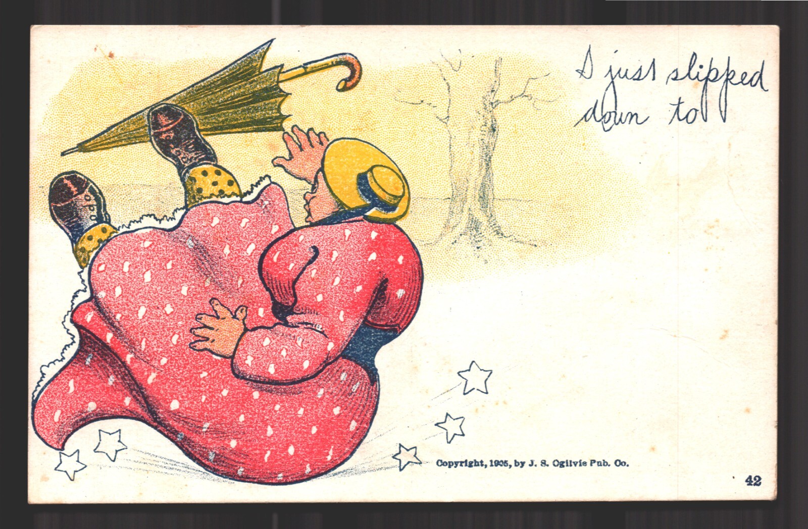J S Ogilvie I Just Slipped Down To Lady Falls Antique Undivided c.1905 Postcard