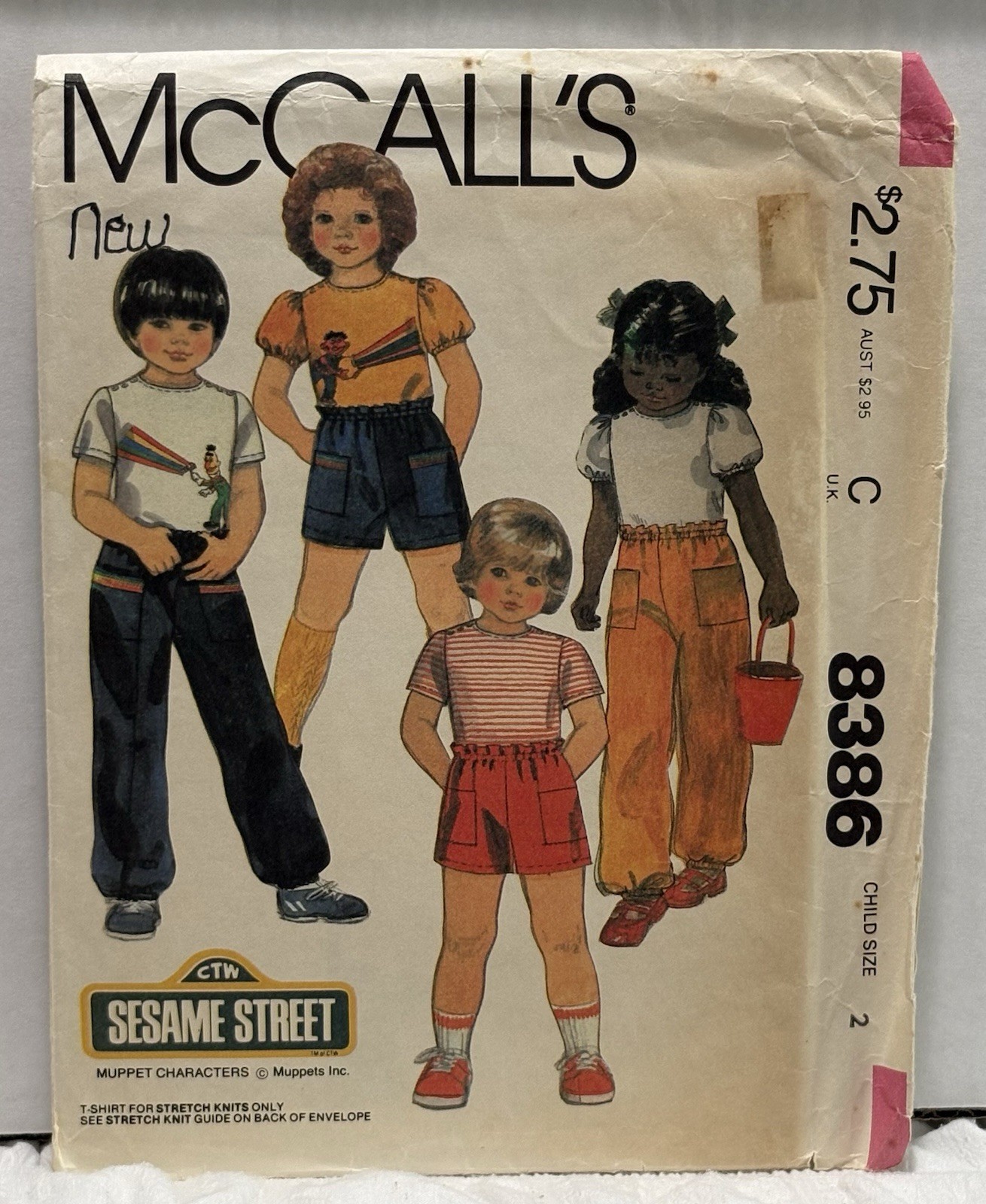 McCall’s 8386 Size 2 Tshirt, Pants, Or Shorts VINTAGE PREOWNED UNUSED 