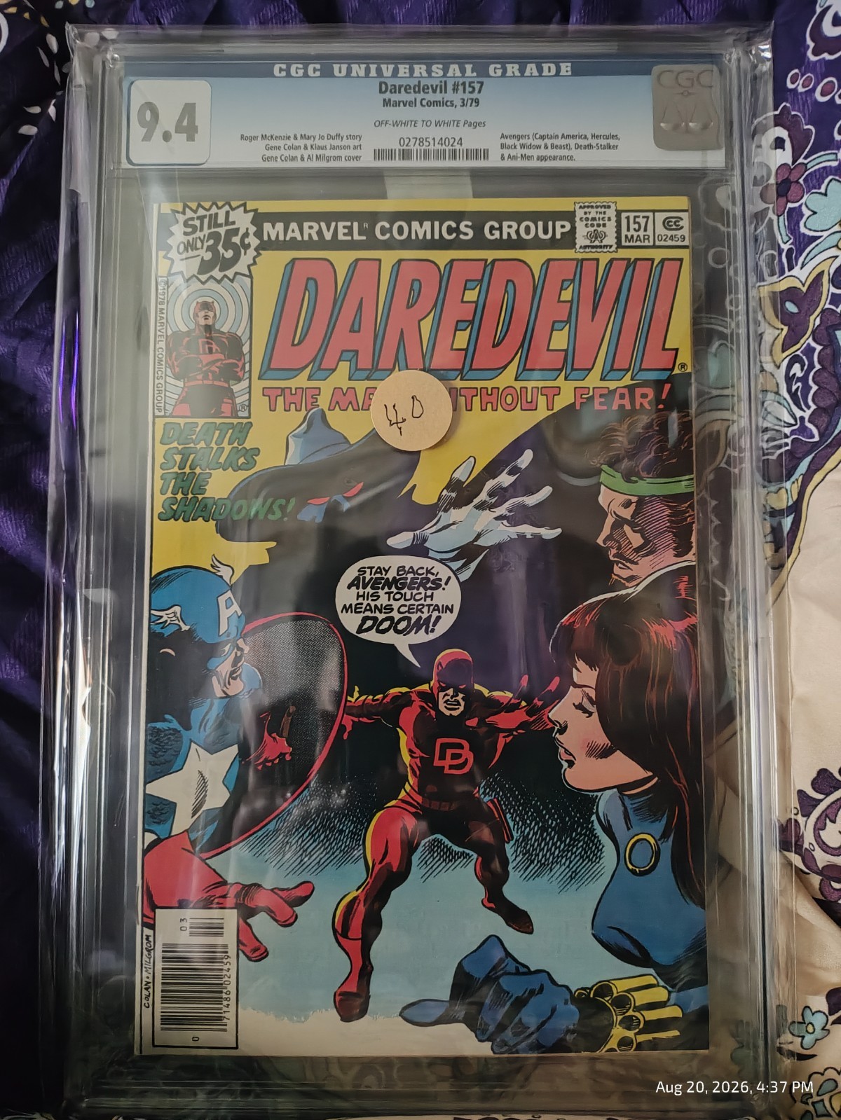 Daredevil #157 CGC 9.4 OW/W Pages Marvel Comics 1979 Bronze Age