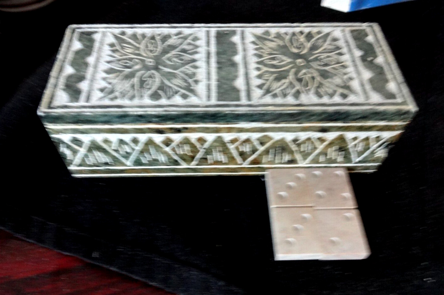 Vintage Soapstone Mini Domino set In Soapstone Box