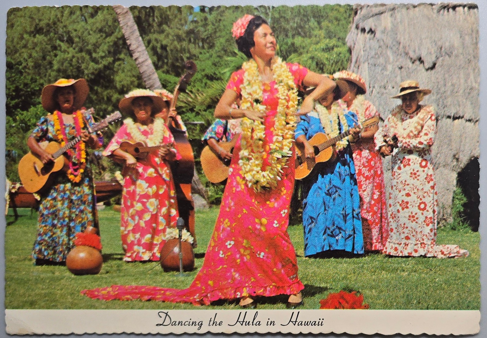 Hawaii Dancing the Hula in Hawaii Waikiki Beach Chrome Postcard 1975 Hawaii Dancing the Hula in Hawaii Waikiki Beach Chrome Postcard 1975