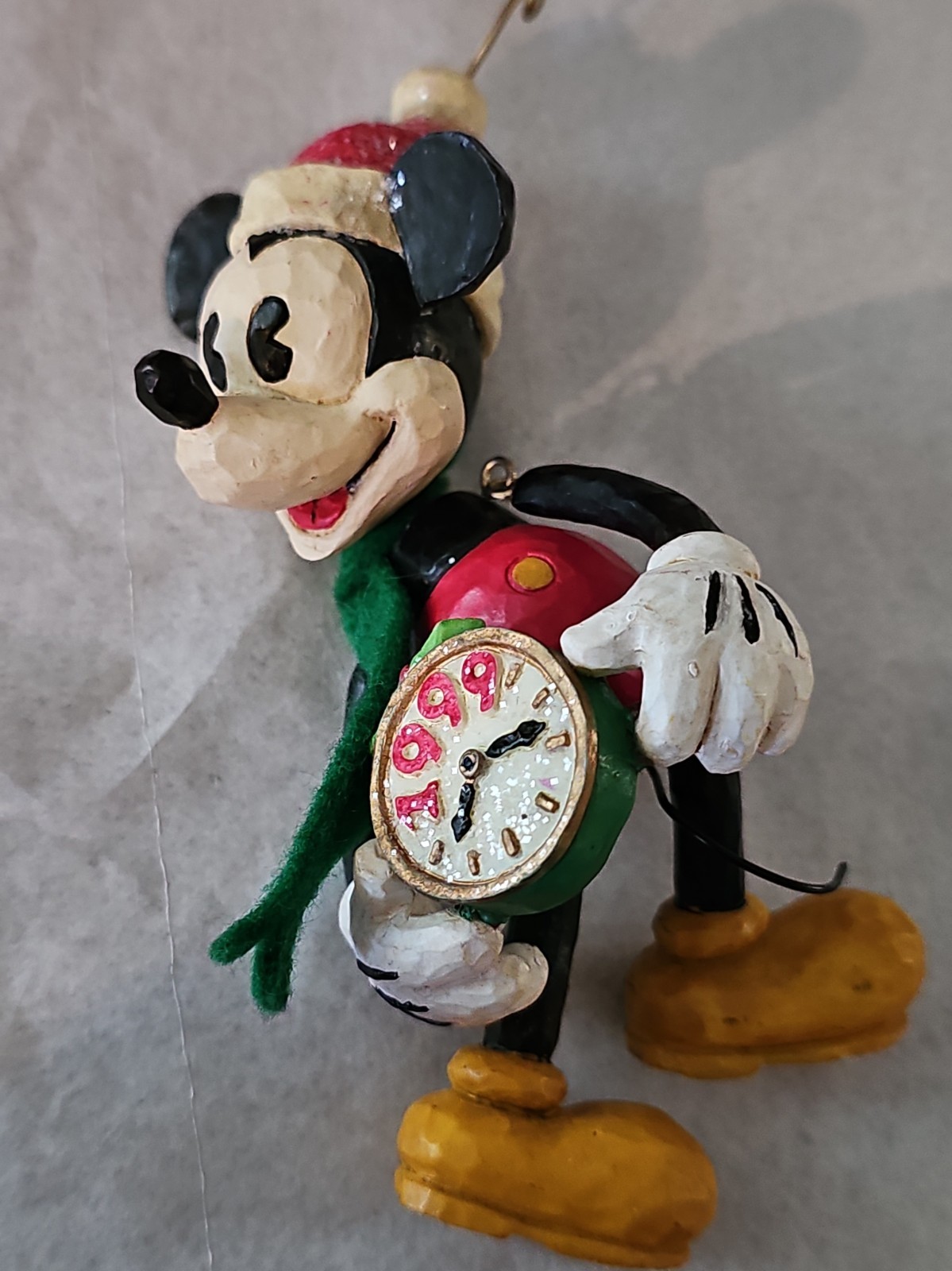 Rare Disney Store 1999 Millennium Wooden Mickey Mouse Clock Ornament HTF Lo14