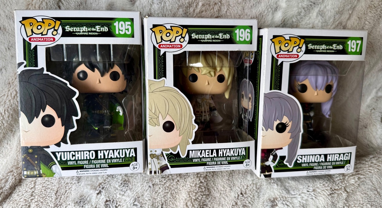 3 Funko Pop Animation Lot ~ 195  196  197 Seraph of the End
