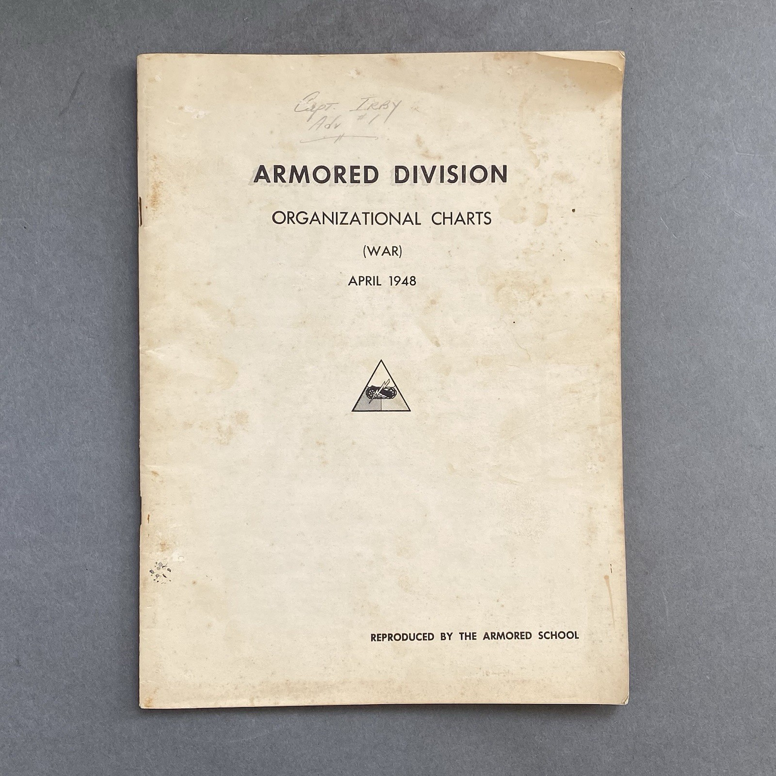 US Army Armored Division Organizational Charts 1948 Booklet