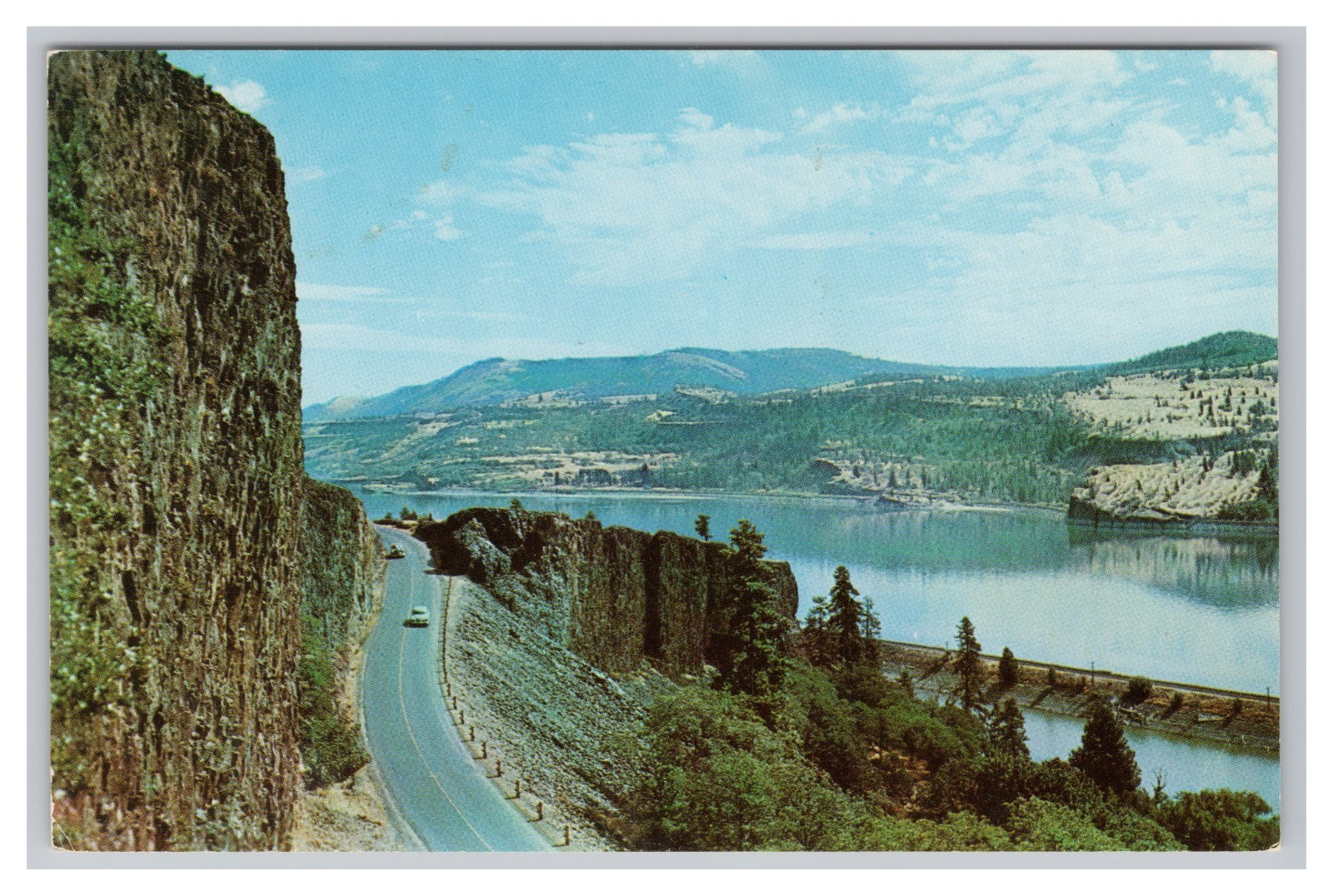 Evergreen Highway Along Columbia River WASHINGTON Scenic Vintage Postcard 