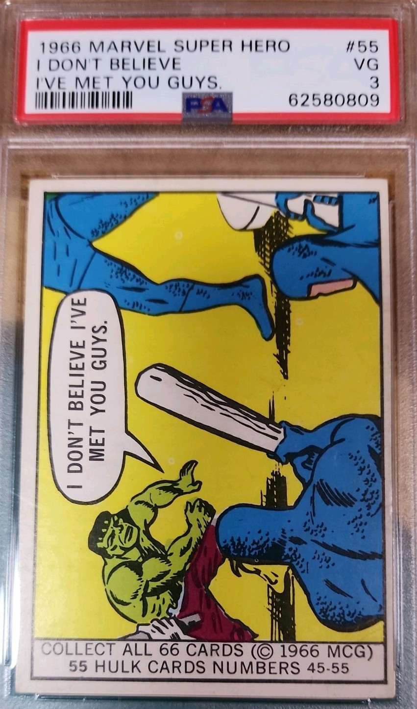 🐲1966 Donruss Marvel Super Heroes #55 HULK☘️ PSA 4 Rookie Year Comic Cards🕷