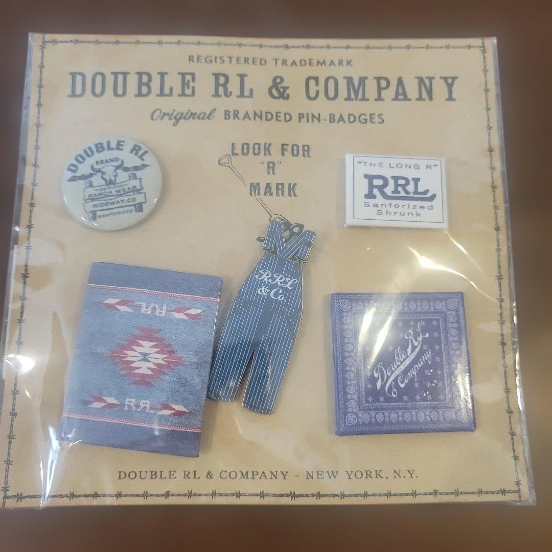 RRL Ralph Lauren Denim Pin Badge Set 5pcs Denim Center Pins 4 Badges Near MINT