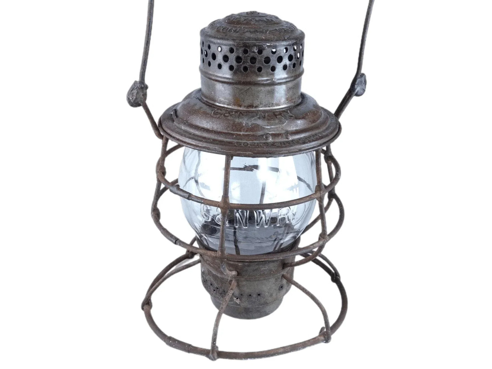 c1910 Chicago and North Western Railway C&NW RY Tall Globe Railroad lantern