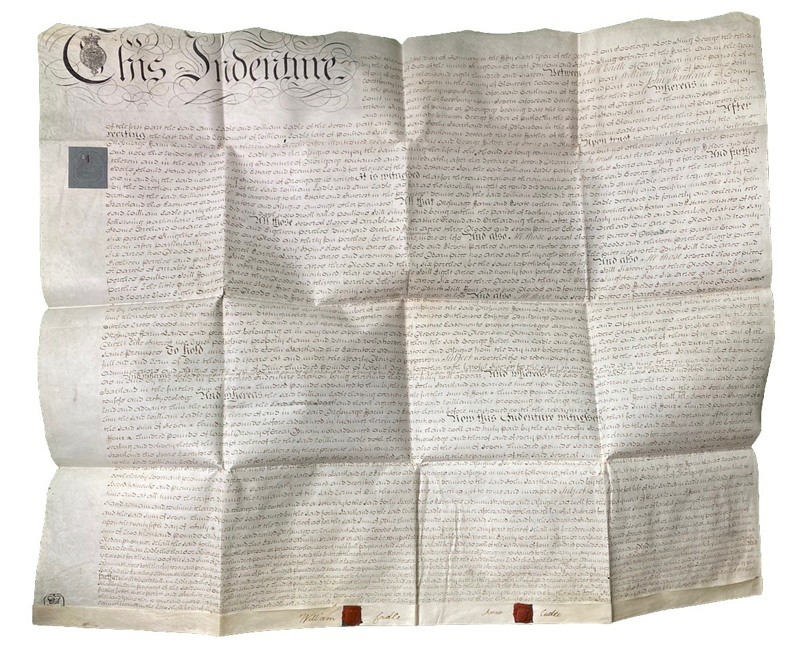 Gloucester County United Kingdom UK Antique 1816 Vellum Indenture Deed, Cadle