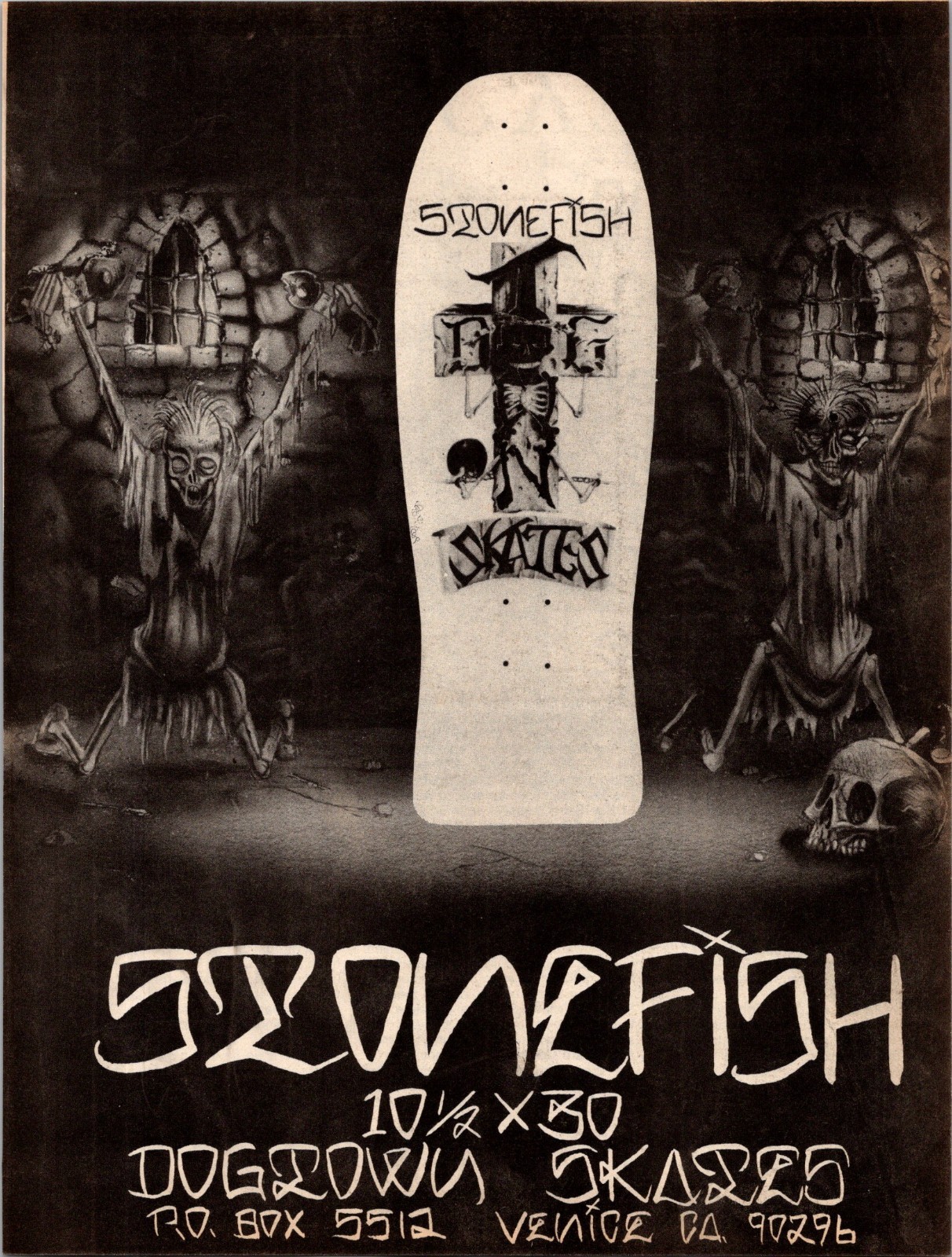 1986 STONEFISH SKATES Print Ad • DOGTOWN Venice Skateboard 1980s KA.14