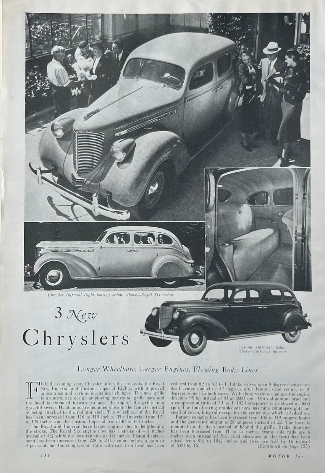Report 1938 Chrysler Imperial 8 Touring Sedan Royal Six Sedan Custom Imperial