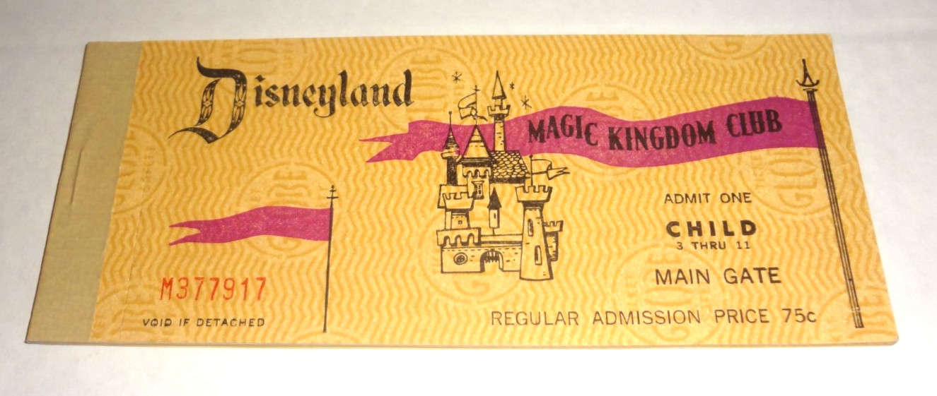 RARE 1971 Disneyland Ticket Book MAIN GATE ADMISSION & 10 TICKETS COMPLETE