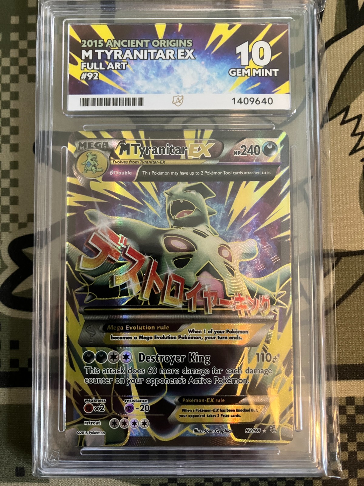 Pokémon TCG - M Tyranitar EX 92/98 - Ancient Origins Full Art -  ACE 10 Gem Mint
