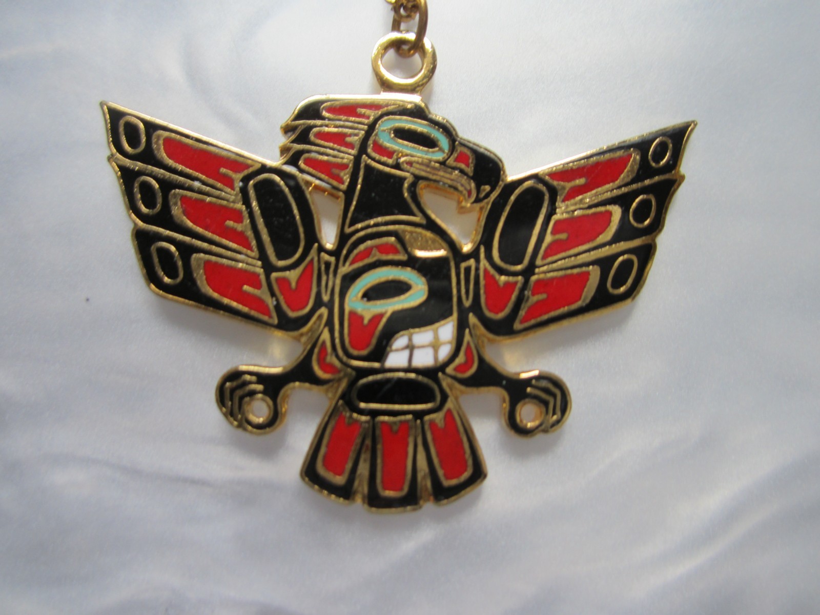 VTG NORTHWEST COAST FIRST NATIONS DAVID AUDETTE ENAMELED THUNDERBIRD NECKLACE