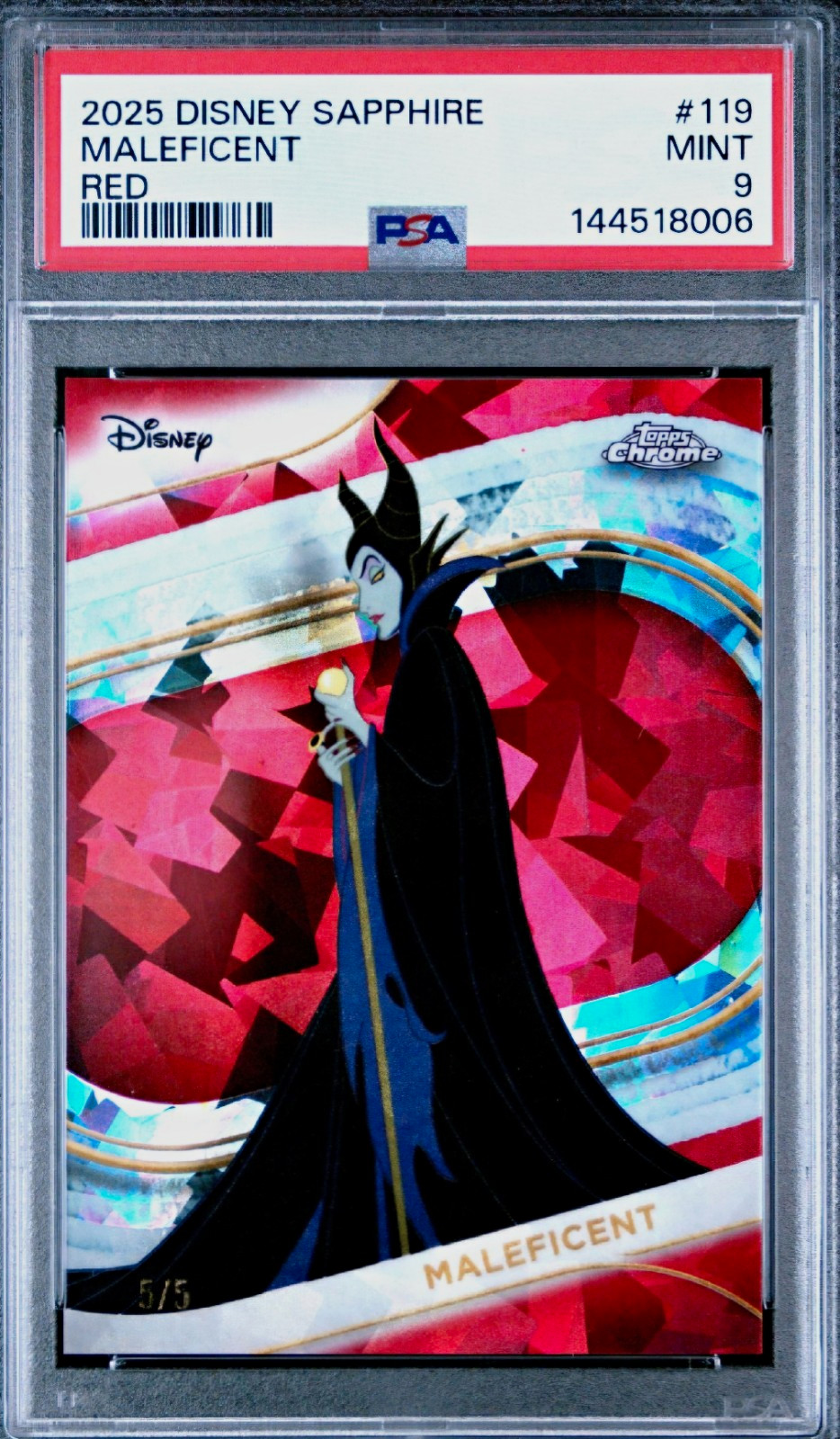 2025 TOPPS Disney Sapphire Maleficent Red #119 /5 PSA 9 2025 TOPPS Disney Sapphire Maleficent Red #119 /5 PSA 9