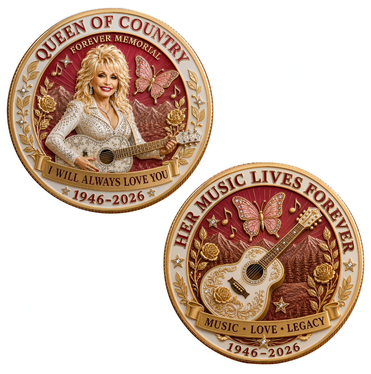 Queen of Country Music Challenge Coin Dolly Parton Memorial Commemorative Medal
