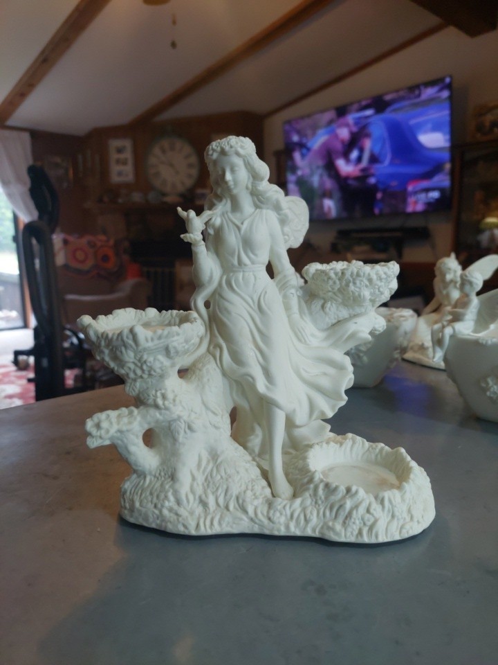 Partylite Ariana's Garden Fairy Angel fairy core Bisque  Candle Holders Set 4 pc