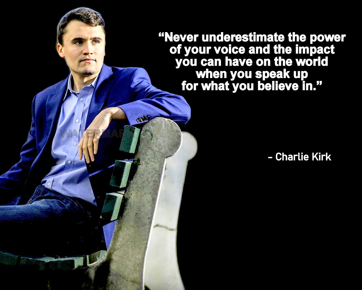 CHARLIE KIRK QUOTE NEVER UNDERESTIMATE THE POWER OF YOUR VOICE PHOTO 8X10