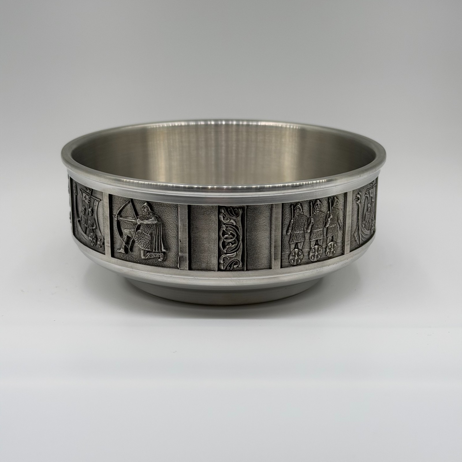 Vintage Konge Tinn Norwegian Pewter Bowl – Viking Scene Decorative Bowl