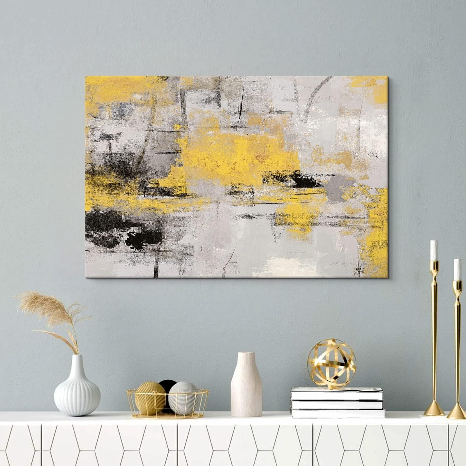 7Fisionart Yellow Abstract Wall Art Canvas 36\ 7Fisionart Yellow Abstract Wall Art Canvas 36\