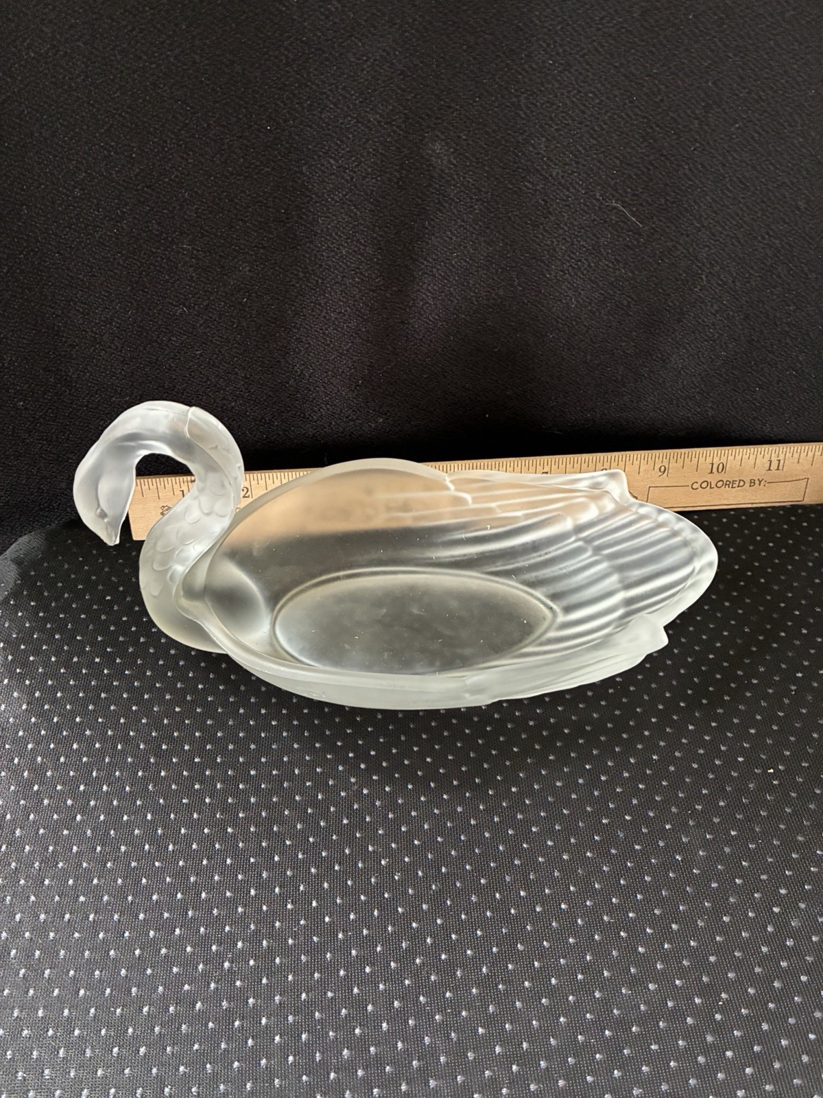 Vintage Frosted Satin Glass Swan Dish