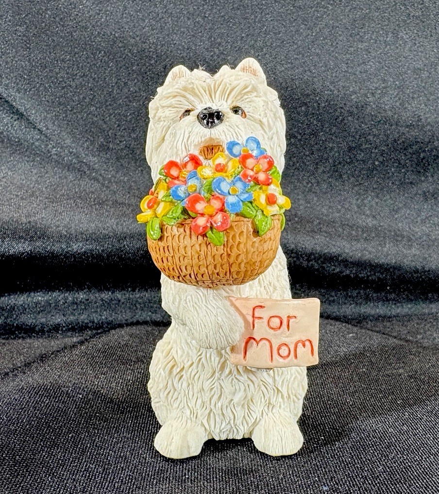 VTG Peakdale Westie Dog Figurine Flowers For Mom Hand Painted Resin England 3\