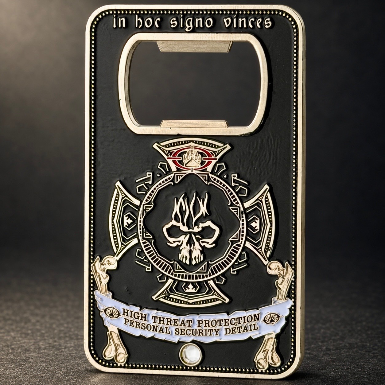 Rare Blackwater Worldwide WPPS High Threat PSD Challenge Coin Bottle Opener