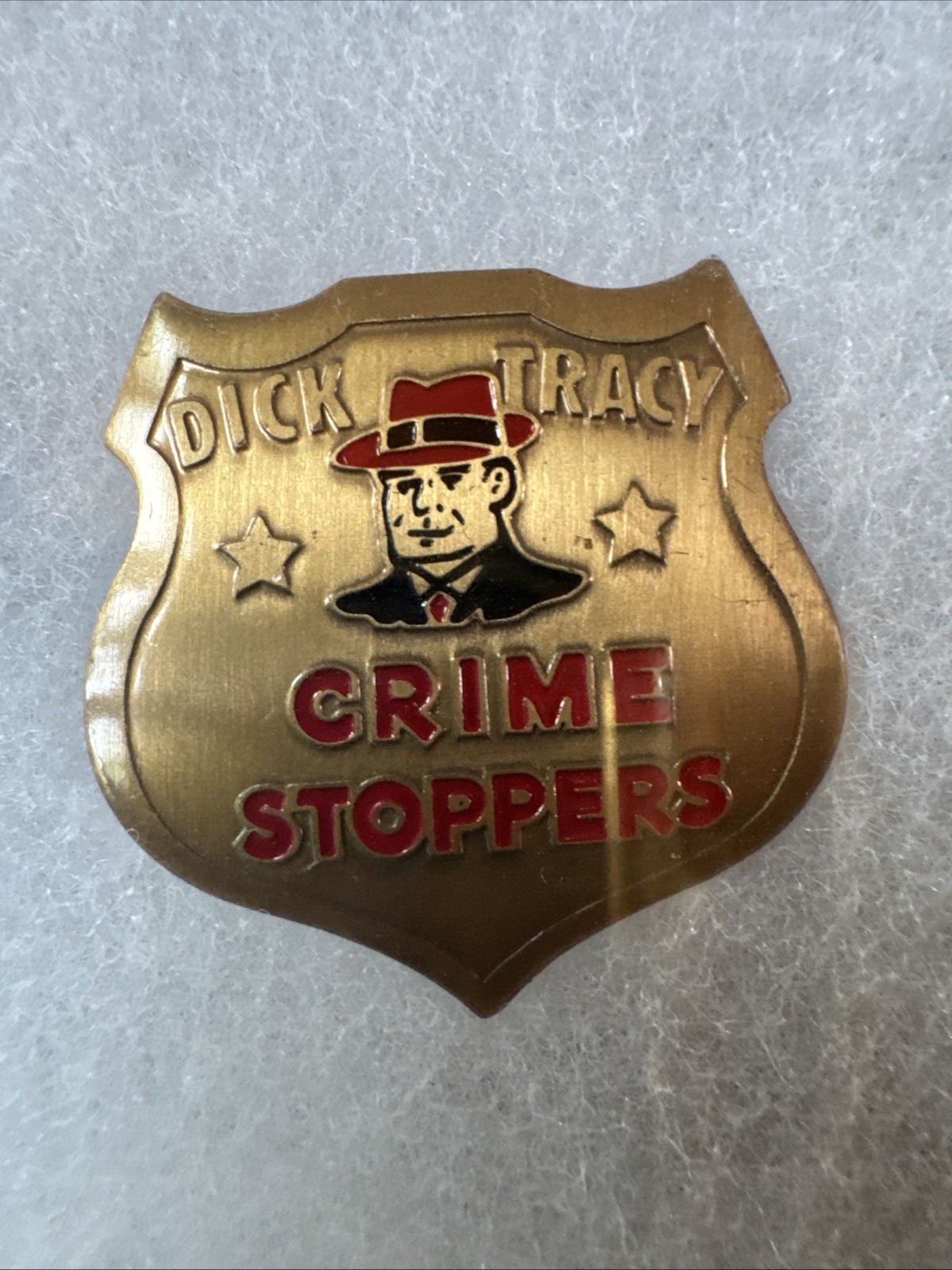Where Did Tracy Crimestopper Badge Brass Pin Mint