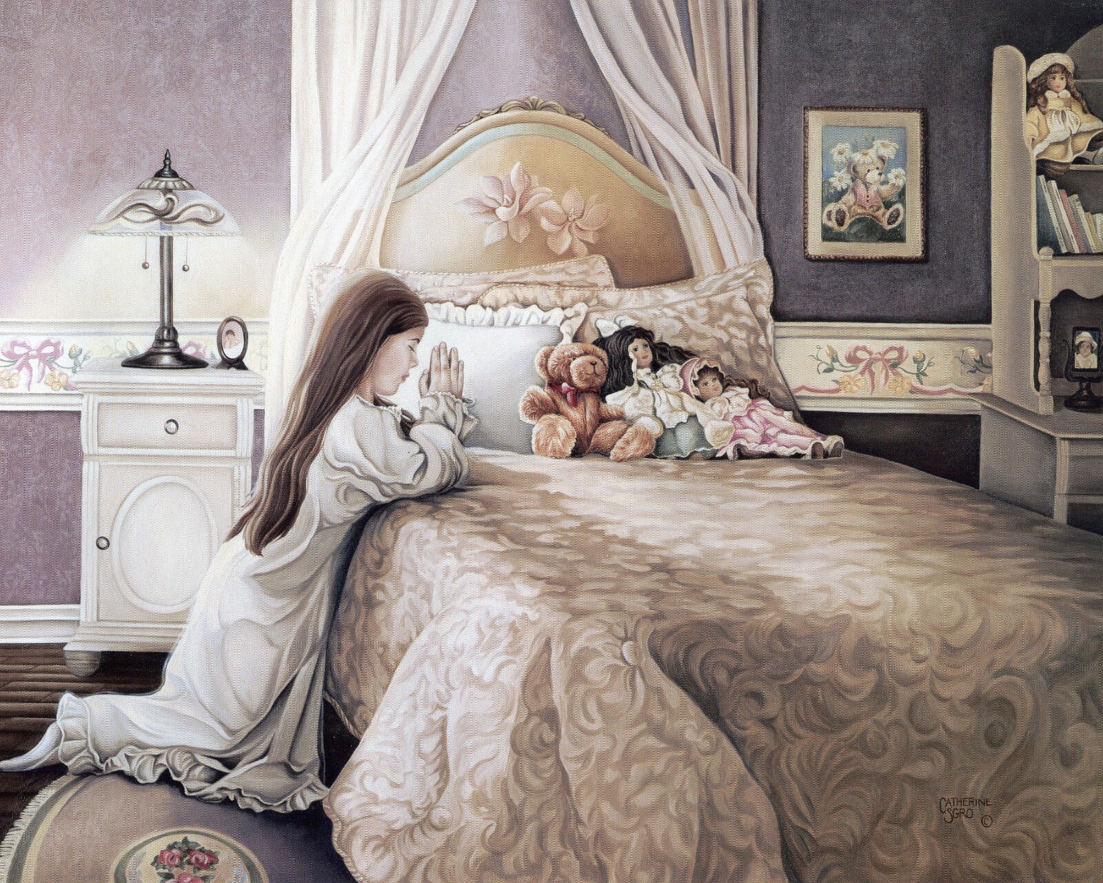 Catholic print picture -  GIRL PRAYING  -  8