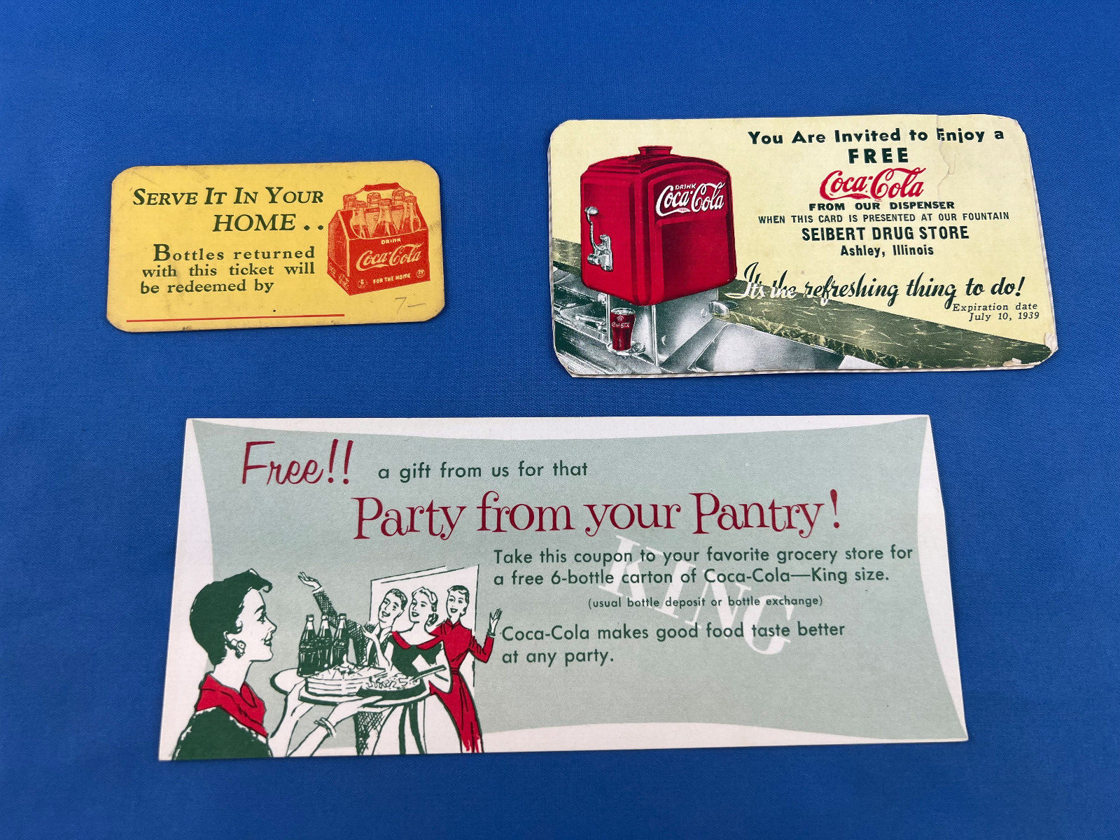 3 Vintage Coc-Cola Coupons ~ Original Advertising ~ ~ 3 Vintage Coc-Cola Coupons ~ Original Advertising ~ ~