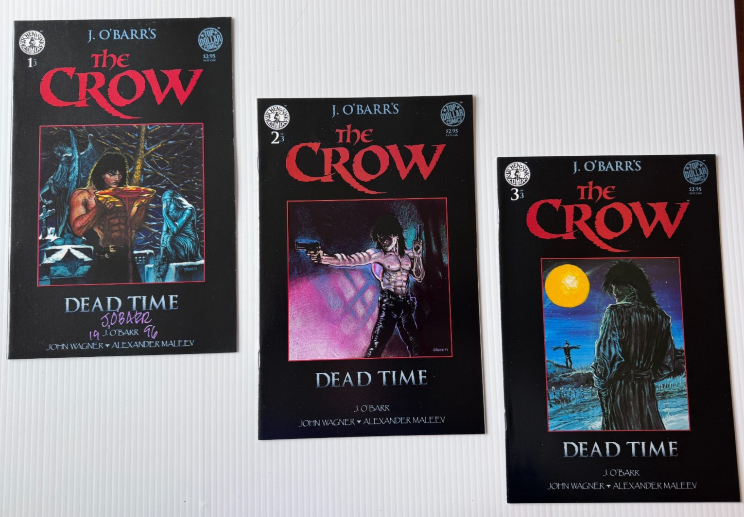 The Crow, Dead Time, Set Vol 1 2 3, One Signed by J. O'Barr 1996, All Mint