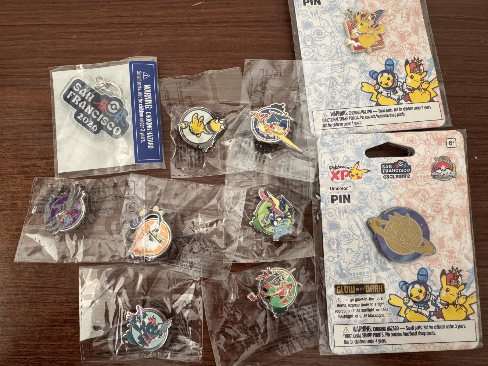 Exclusive Pokémon worlds 2026 pin rally Lot of 7  (with bonus gifts)