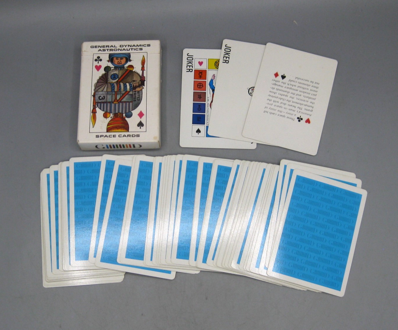 Vtg 1964 General Dynamics Astronautics Space Blue Deck Playing Cards E. Nitsche