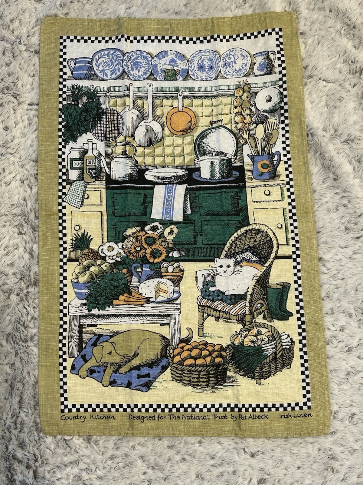 Vintage National Trust Country Kitchen Tea Towel Designed By Pat Albeck